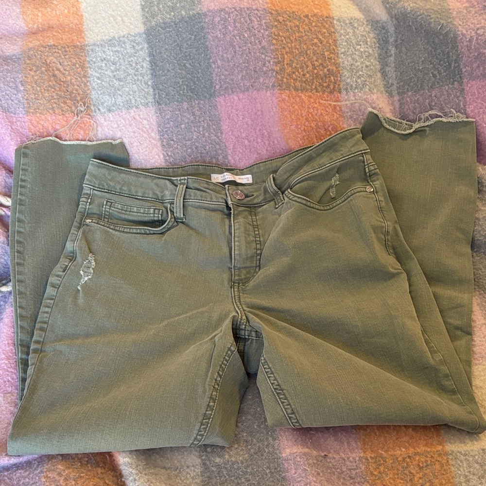 LC Lauren Conrad Olive Straight Leg Jeans